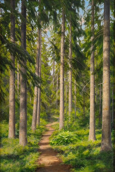 Aurinkoinen metsäpolku tekijältä Johan Fredrik Krouthen